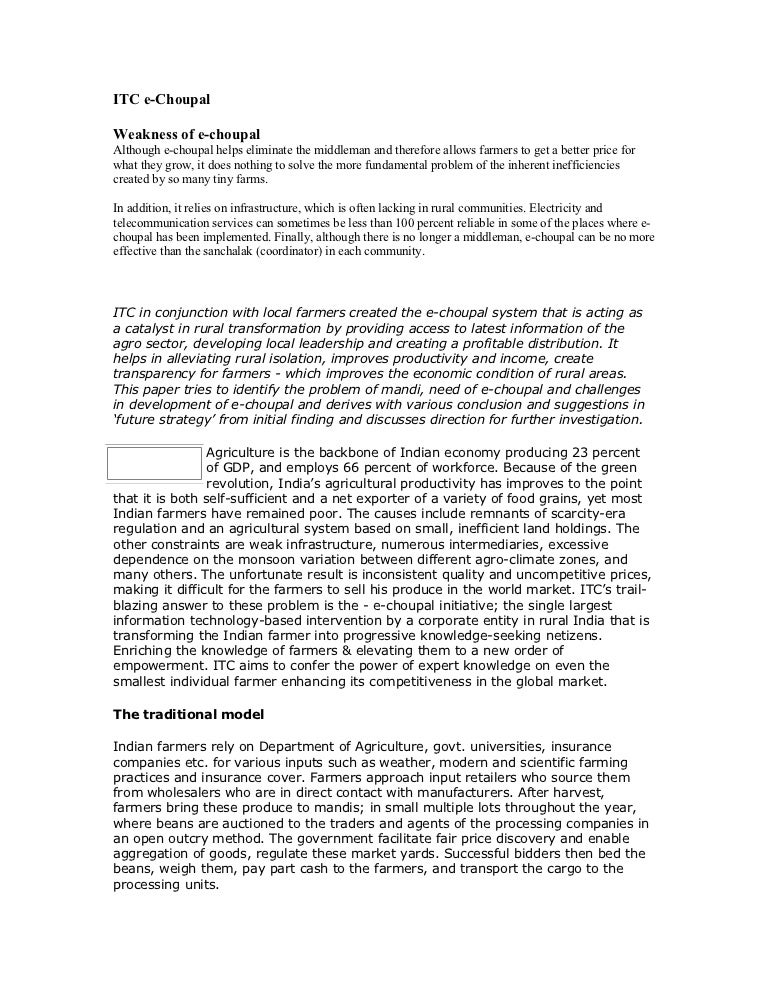 e-choupal case study analysis e-choupal case study analysis